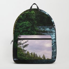 PNW River Run II - Pacific Northwest Nature Photography Backpack | Drawing, Watercolor, Forest, Abstract, Digital, River, Nature, Illustration, Graphicdesign, Vintage 