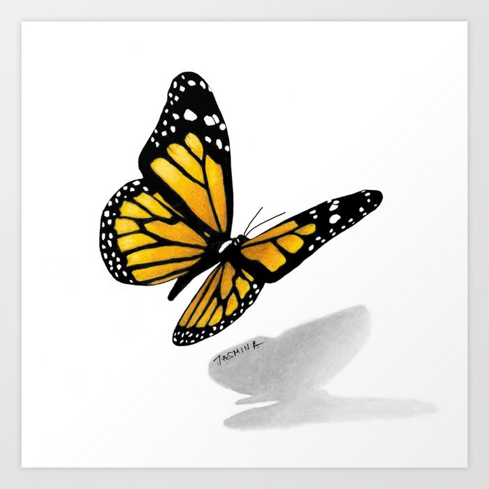 3d Butterfly Drawing Art Print By Jasminasusakprints Society6