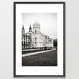 Jeronimos Monastery Black and White Photo - Portual Travel Photography Framed Art Print