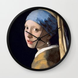 Girl With a Pearl Earring - Vermeer Wall Clock | Light, Earring, Vermeer, Oil, Canvas, Tronie, Pearl, Realism, Painting, Girl 