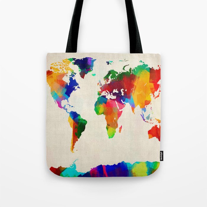 Map of the World Map Painting Tote Bag by artPause - Michael Tompsett ...