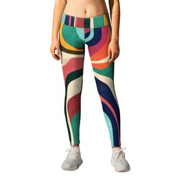 Impossible contour map Leggings | Whimsical, Retro, Vector, Expressionism, Illustration, Pattern, Abstract, Painting, Popart, Stripes 