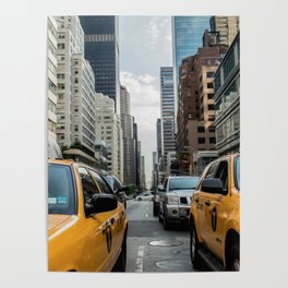 Yellow Taxis Street Road Traffic New York Poster