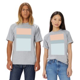Modern  pastel coral blue color block stripes T Shirt