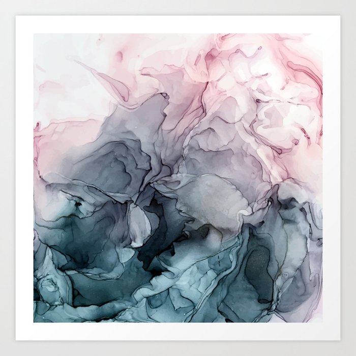 Blush And Payne S Grey Flowing Abstract Painting Art Print By