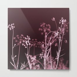 Elegant Burgundy Botanical Floral Metal Print | Photo, Elegant, Growth, Wallart, Organic, Night, Starshaped, Stylish, Sophisticated, Lines 