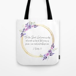 2 Timothy 1:7 with Floral Design Tote Bag