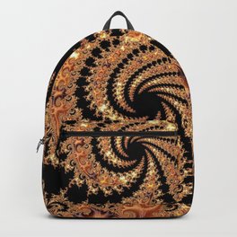 Toffee and Caramel Golden Brown Spiral Mandelbrot Set Fractal Art  Backpack | Set, Umber, Math, Infinity, Black, Swirls, Abstract, Twirls, Mandelbrot, Pattern 
