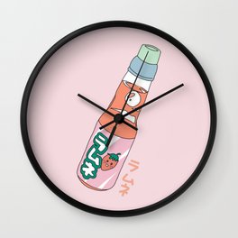 Kawaii Strawberry Ramune Soda Wall Clock | Drink, Food, Japan, Soda, Ichigo, Drawing, Kawaiifood, Pastelpink, Animemanga, Pinkaesthetic 