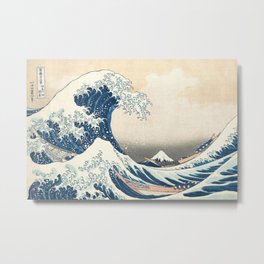The Great Wave Off Kanagawa by Katsushika Hokusai Thirty Six Views of Mount Fuji - The Great Wave Metal Print | Famouspaintings, Beach, Retro, Waves, Painting, Bedroom, Cooldrawings, Thewave, Beachdrawing, Vintageaesthetic 