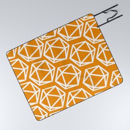 D20 Pattern - Orange and White Picnic Blanket