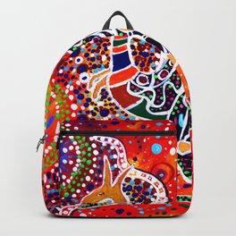 BORA THE KANGAROO 3 Backpack | Painting, Acrylic, Kangaroo, Aboriginal, Dotpainting 