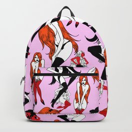 Black Blonde Redhead Backpack | Digital, Women, Black, Illustration, Girls, Gloves, Vamps, Blackhaired, Redhead, Blonde 