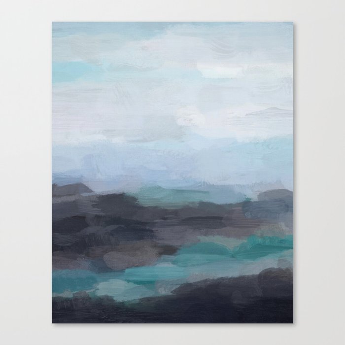 Mint Navy Blue Green Abstract Wall Art Painting Art Ocean