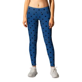 Blue with black polka dots. Leggings | Blue, Graphicdesign, Blueandblack, Smooth, Simple, Dot, Watercolor, Pattern, Black, Typography 