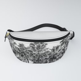 California Beach Vibes // Black and White Palm Trees Monotone Travel Photograph Fanny Pack