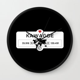 Kawagoe - Japan - with World Map and GPS Coordinates Wall Clock