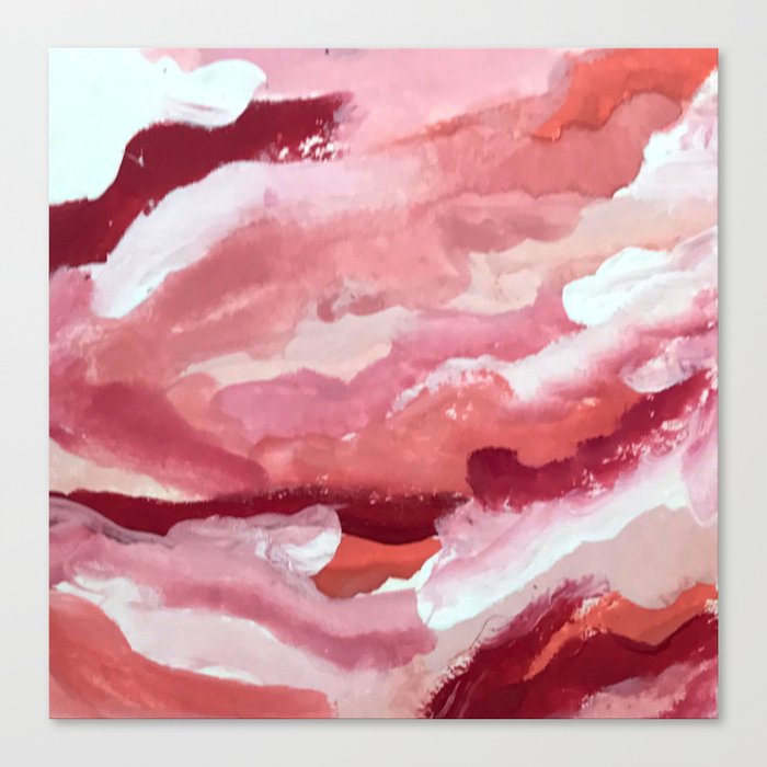 Carnations 2 Abstract Acrylic Watercolor Pink Red