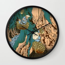 Mushroom Gatherers Wall Clock | Drawing, Relief, Cave, Japan, Mushrooms, Woodblock, 19Thcentury, Print, Japanese, Color 