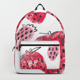 Sweet Pink and Red Textured Strawberries Backpack | Sketchy, Bright, Seeds, Colored Pencil, Strawberrypattern, Pink, Gardening, Drawing, Graphicdesign, Berry 