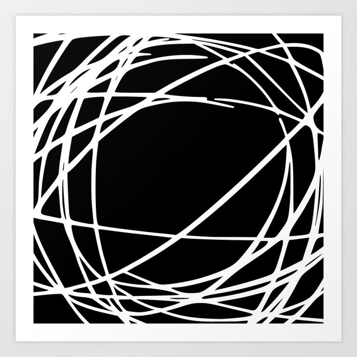 Black And White Abstract Art Print Scribbles Minimalism Wall Art