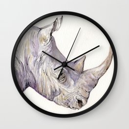 Regal Rhino Wall Clock | Rhinopainting, Wildlifepainting, Wildlife, Rhinoportrait, Rhinocerospainting, Painting, Animal, Rhino, Rhinoceros, Watercolorpainting 