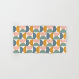 Patterned Geometric Shapes CCVIII Hand & Bath Towel | Retro, Geometric, Shapes, Graphicdesign, Abstract, Pattern, Green, Minimal, Colorful, Pink 
