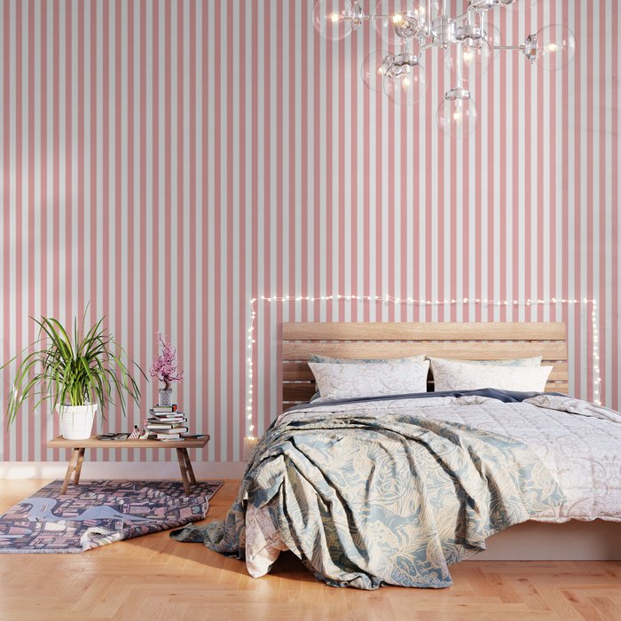 Large Blush Pink and White Beach Hut Stripes Wallpaper by Honor and obey |  Society6