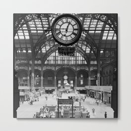 Penn Station 370 Seventh Avenue Train Station Concourse New York black and white photography - photo Metal Print | Grandcentral, Railroads, Steamengines, Vintage, Photo, Black And White, Train, Station, Newyork, Timessquare 