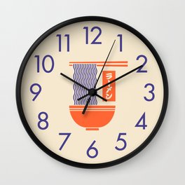 Ramen Minimal - Cream Wall Clock | Graphicdesign, Soba, Tonkotsu, Miso, Bowl, Noodle, Ramennoodles, Chopsticks, Minimal, Food 
