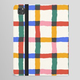 Colorful Messy Plaid iPad Folio Case | Pattern, Graphic, Curated, Christmas Pattern, Drawing, Colorful, Graphic Design, Geometric, Retro, Christmas Stripes 