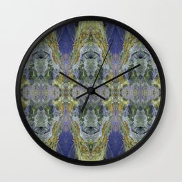Glendalough1 Wall Clock | Green, Psychedelic, Graphicdesign, Meditation, Pattern, Digital, Abstract, Purple, Intricate, Irish 