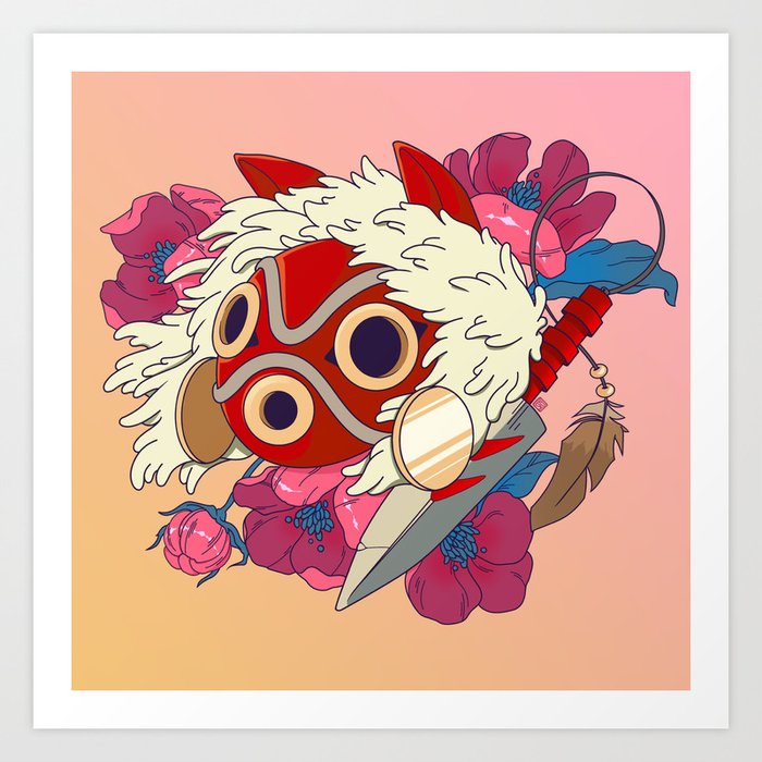 Wallpaper Mononoke Mask Art Print By Seriseli Society6 For Android