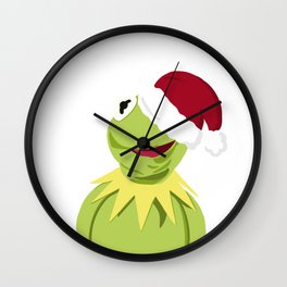 Santa Kermit - The Optimistic Christmas Frog Wall Clock | Kermit, Jimhenson, Graphicdesign, Frogmeme, Muppets, Hipster, Hat, Movieart, Santa, Glasses 