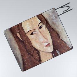 Amedeo Modigliani - Portrait of Jeanne Hébuterne in profile Picnic Blanket