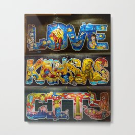 Love Kansas City Collage Mural Metal Print | Kansascity, Collagemural, Missouri, Brickwall, Love, Landmarks, Photo, Iconic, Painting 