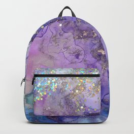 Watercolor Magic Backpack | Pattern, Mermaid, Purple, Sparkles, Glitter, Blue, Pastel, Abstract, Rainbow, Girls 