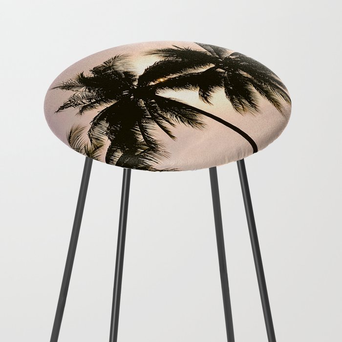 Palm Tree Sunset Counter Stool by newlightphotography Society6