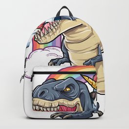 Unicorn Riding DinosaurT-Rex Funny Rainbow Squad Backpack | Dinosaurs, Cute, Green, Raptor, Animal, Tyrannosaurusrex, Trex, Triceratops, Cartoon, Cool 