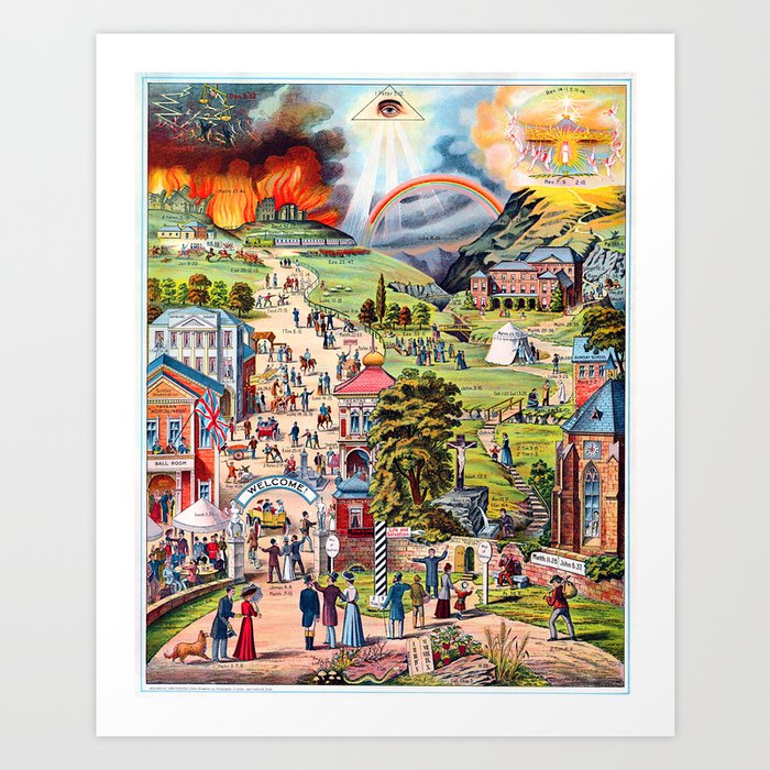 The Broad and Narrow Way Bible Passages Poster Art Print by Jon Baran