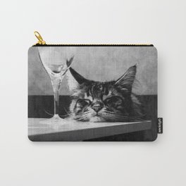 The Nightwatch Cat at the Absinthe bar black and white photograph / art photography Carry-All Pouch | Greece, Amalficoast, Felines, Alcoholic, Madrid, Cute, Cat, Kittens, Tuscany, Sleeping 