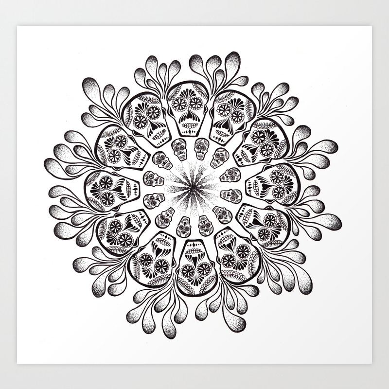 Get Wallpaper Sugar Skull Mandala Art Print By Mijamona Society6 HD