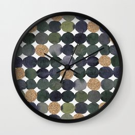 Dots pattern - kaki and copper Wall Clock | Boho, Kaki, Simple, Pattern, Dots, Geometric, Glitter, Abstract, Sage, Copper 