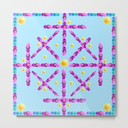 "Hole Punch Cross" Metal Print | Sun, Curated, Orb, Blue, Party, Pattern, Magenta, Cross, Graphicdesign, Yellow 
