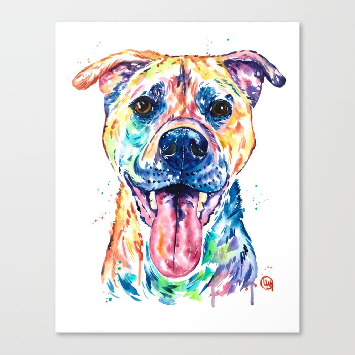 Bullmastiff Watercolor Colorful Pet Portrait Painting Dog