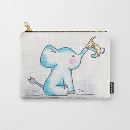 Elephant and Bunny Carry-All Pouch | Bunny, Unlikelypair, Elephant, Painting, Friends, Watercolor, Bestfriends 