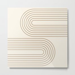 Geometric Lines Rainbow 23 in Brown Beige Tan Metal Print | Simple, Rainbow, Graphicdesign, Midcentury, Bohemian, Abstract, Modern, Fresh, Geometric, Lines 