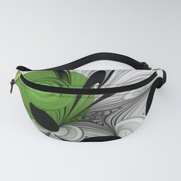 Abstract Black and White with Green Fanny Pack