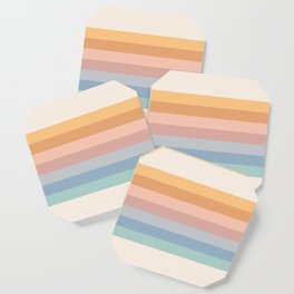 Pastel Retro Rainbow Stripes  Coaster