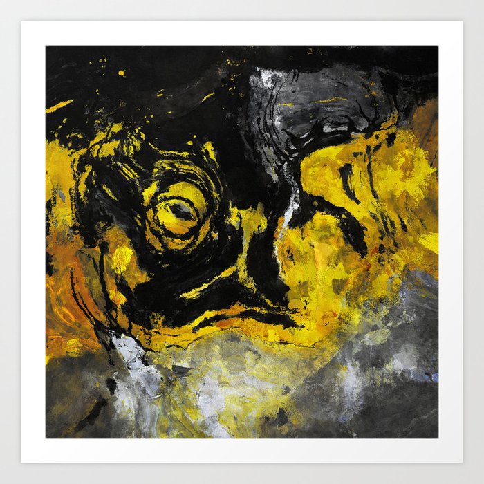 Yellow And Black Abstract Painting Art Print By Aysetoyran Society6